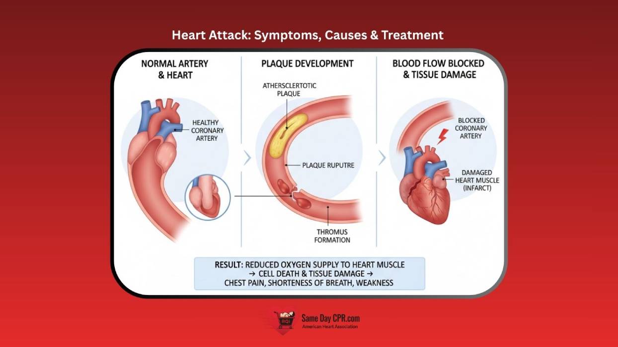 heart attack symptoms, causes & treatment